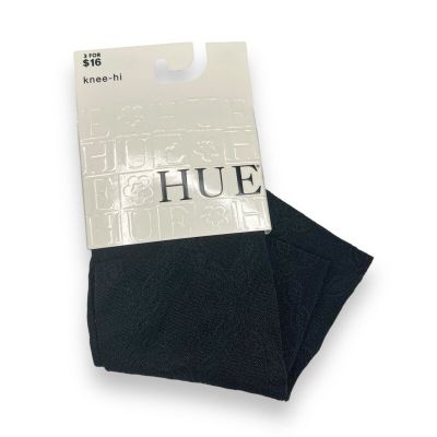 HUE Decorative Diamond Knee Hi Womens One Size Fits Most Black 1 Pair NEW